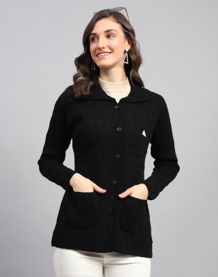 MONTE CARLO Self Design Collared Neck Casual Women Dark Blue Sweater