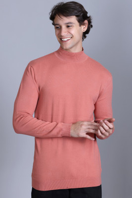 DZANT Solid Turtle Neck Casual Men Orange Sweater