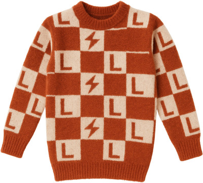 MStyle Checkered Round Neck Casual Boys & Girls Brown Sweater