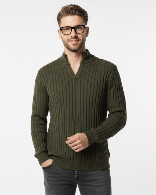 FORWARDS Solid Turtle Neck Casual Men Dark Green Sweater