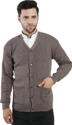 Life and style Self Design V Neck Casual Men Beige Sweater