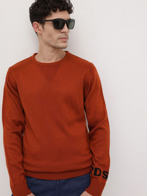 Roadster Solid Round Neck Casual Men Red Sweater
