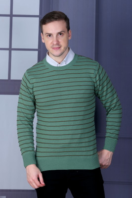 DZANT Striped Round Neck Casual Men Multicolor Sweater
