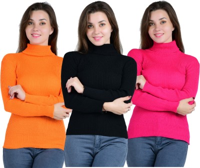 VastraVerse Solid Turtle Neck Casual Women Multicolor Sweater