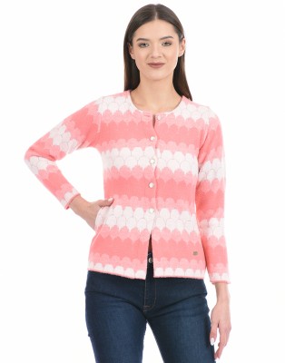 Cloak & Decker By Monte Carlo Self Design Round Neck Casual Women Pink Sweater