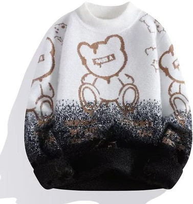 Keenuu Striped Round Neck Casual Men Brown Sweater