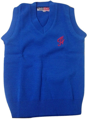 Rajindras Solid, Self Design V Neck Casual Boys Blue Sweater