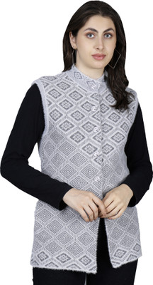 Chattanya Self Design Round Neck Casual Women Grey Sweater