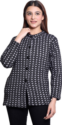 hrd7 Self Design Round Neck Casual Women Black Sweater