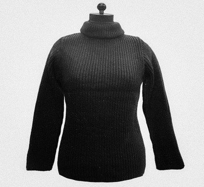 FLOWERINA CLOTHING Solid High Neck Casual Women Black Sweater