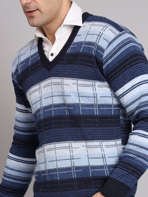 eWools Colorblock V Neck Casual Men Multicolor Sweater