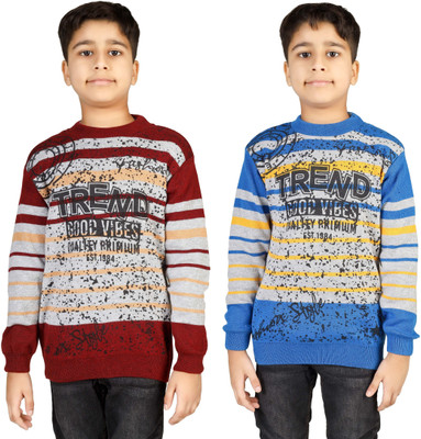 BADOS Printed Round Neck Casual Boys Multicolor Sweater