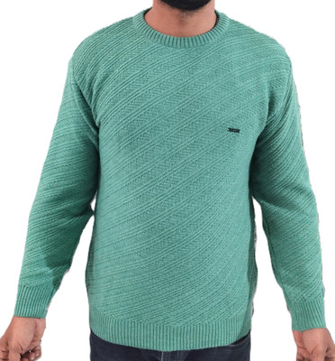 Trendy Threads Self Design Crew Neck Casual Men Maroon Sweater