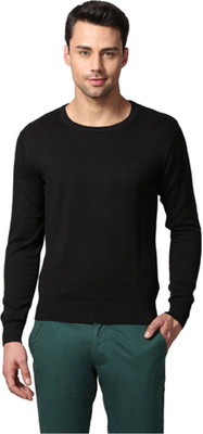 Super Weston Trend Self Design Round Neck Casual Men Black Sweater