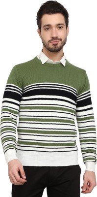 V-MART Striped Round Neck Casual Men Multicolor Sweater