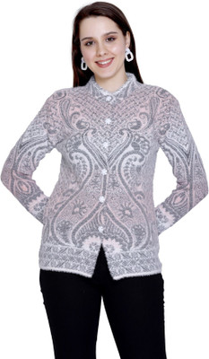 HITTIKA Self Design Round Neck Casual Women Pink Sweater