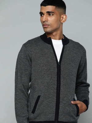 ether Solid Casual Men Grey Sweater