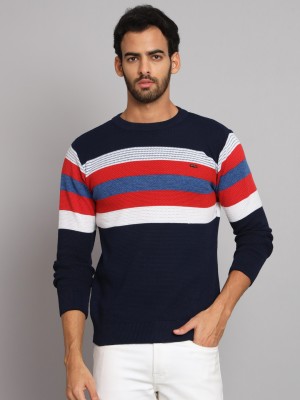 eWools Striped Round Neck Casual Men Multicolor Sweater