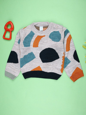 V-MART Self Design Round Neck Casual Baby Boys Multicolor Sweater