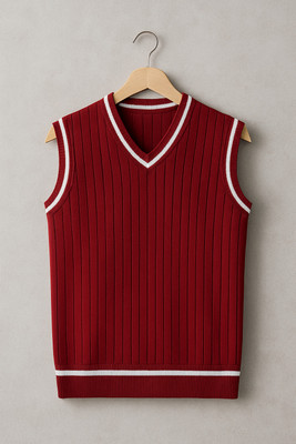 MEAVYIL Self Design V Neck Casual Men Black Sweater