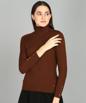 Allen Solly Solid Turtle Neck Casual Women Black Sweater