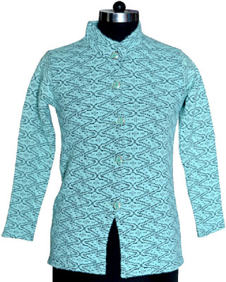 Shunit creation Printed Round Neck Casual Women Blue Sweater