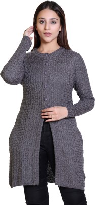 Varenyam Self Design Round Neck Party Women Grey Sweater