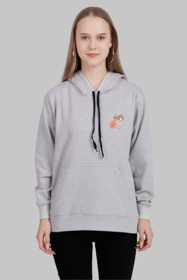 Priyansh Enterprises Printed Hooded Neck Casual Women Grey Sweater