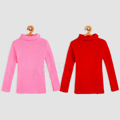 APARAJ Striped Turtle Neck Casual Baby Boys & Baby Girls Pink, Red Sweater