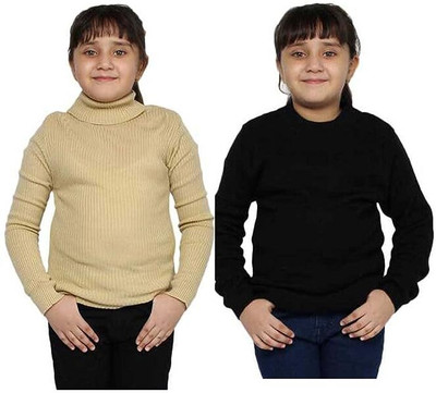 LOVO Solid Turtle Neck Casual Girls Multicolor Sweater