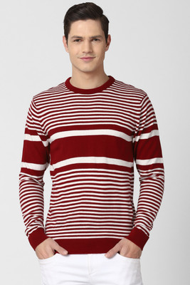 PETER ENGLAND Woven Round Neck Casual Men Red Sweater