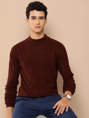 INVICTUS Solid Round Neck Casual Men Maroon Sweater