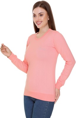 RYTONZ Solid Round Neck Casual Women Pink Sweater