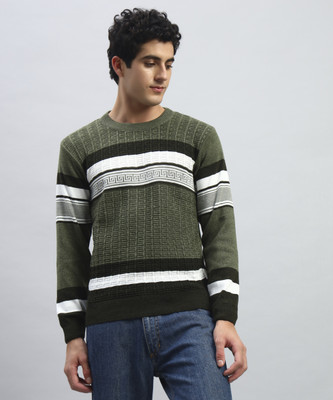 HELL BOUND Striped Round Neck Casual Men Multicolor Sweater