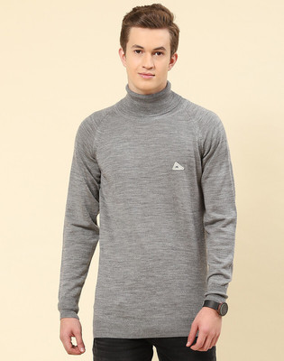MONTE CARLO Solid High Neck Casual Men Grey Sweater