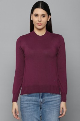 Allen Solly Solid High Neck Casual Women Purple Sweater