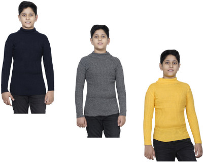 IndiWeaves Solid High Neck Casual Baby Boys Multicolor Sweater