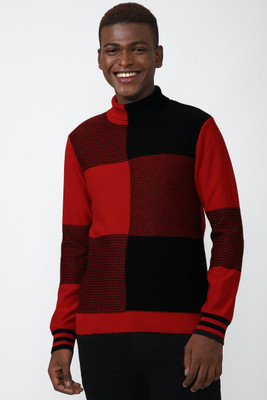 FOREVER 21 Geometric Print Turtle Neck Casual Men Multicolor Sweater