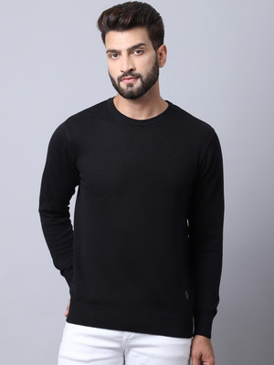 CANTABIL Solid Round Neck Casual Men Black Sweater