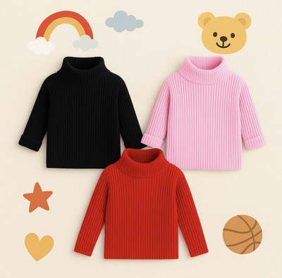 KOCHIKAME Solid High Neck Formal Baby Boys & Baby Girls Multicolor Sweater
