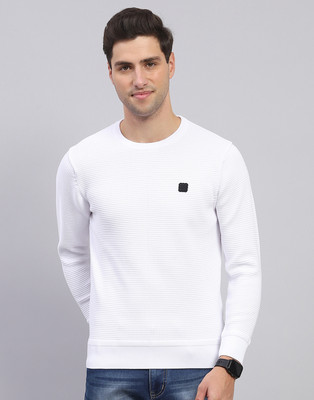 Rock.it Solid Round Neck Casual Men White Sweater