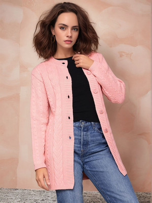 all about you Self Design Round Neck Casual Women Reversible Pink Sweater