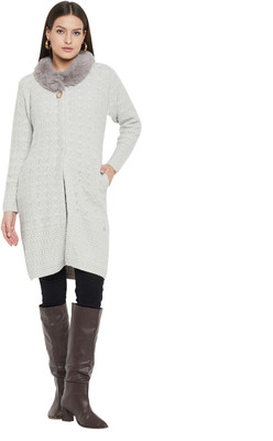 DUKE Chevron/Zig Zag High Neck Casual Women Grey Sweater