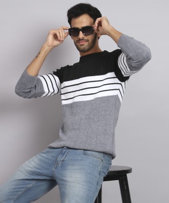 TWOCRAZIIE Woven Round Neck Casual Men Multicolor Sweater