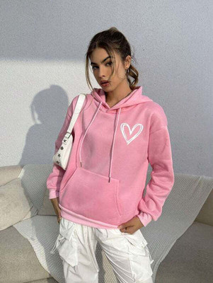 SILVANUS Solid Hooded Neck Casual Women Pink Sweater