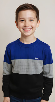 VIVEKGAMENTS Colorblock Round Neck Casual Boys Multicolor Sweater