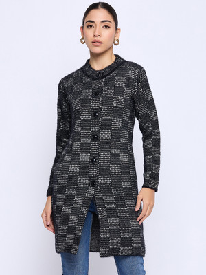 DUKE Self Design Round Neck Casual Women Black Sweater