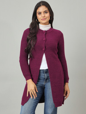 DUKE Self Design Round Neck Casual Women Maroon Sweater