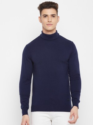 DUKE Solid High Neck Casual Men Dark Blue Sweater