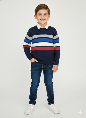 PROKNIT Full Sleeve Striped Boys & Girls Sweatshirt